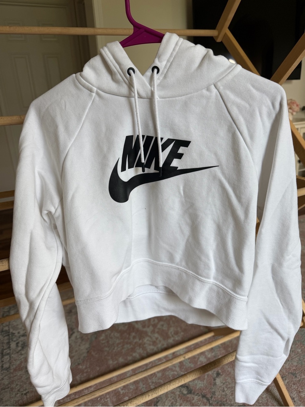 Cropped White Nike Hoodie